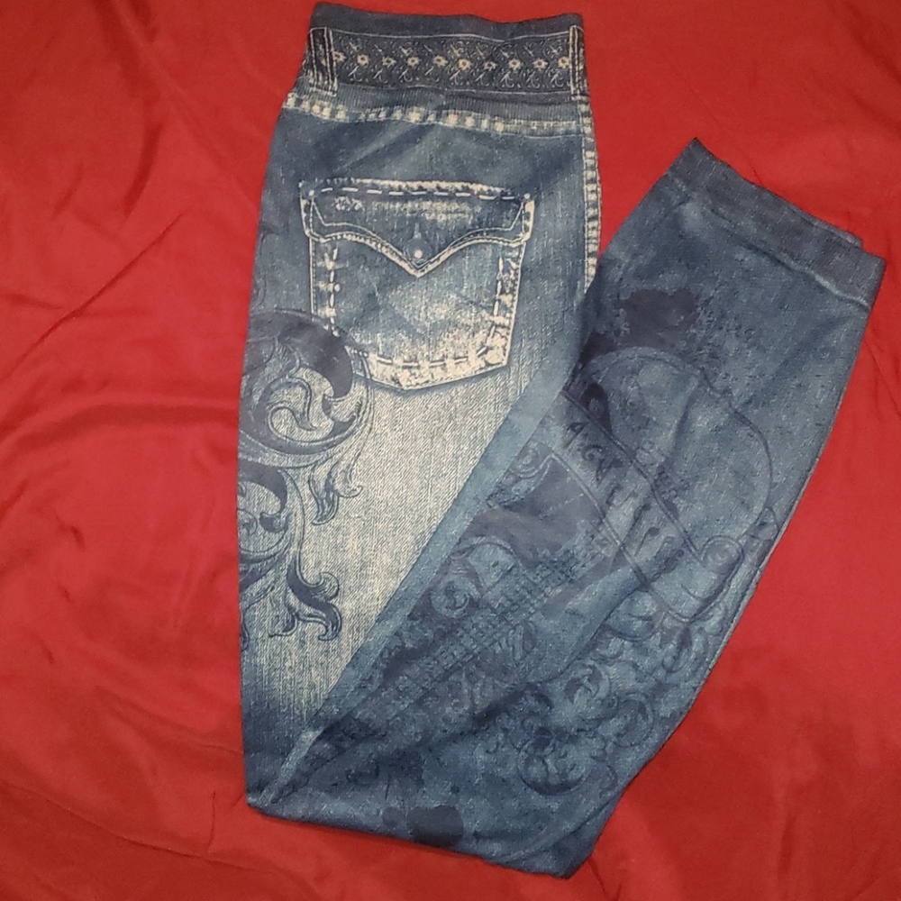 💙 Casual Print Skinny Blue Leggings 💙